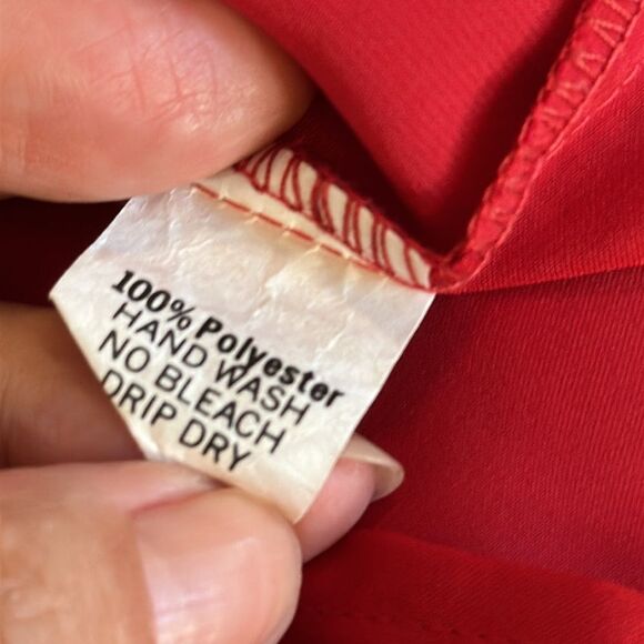 Vintage 80s San Andre Red Satin Women's polyester blouse with 3/4 sleeves - Picture 9 of 9
